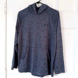 Under Armour Hoodie Mens Medium Blue Heather Pullover Loose Fit Lightweight Logo